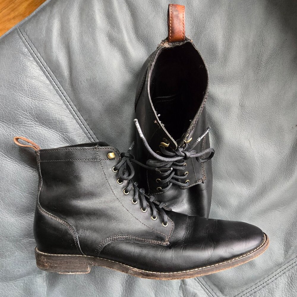 Cole Haan Black Leather Lace-up Boot - Men's 11